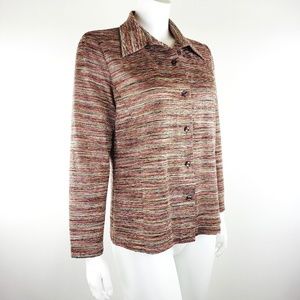 Misook Button Up Cardigan Top Multi-colored